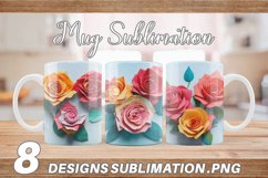 3D Paper Craft Roses | Mug sublimation design Product Image 1