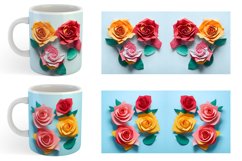 3D Paper Craft Roses | Mug sublimation design Product Image 3