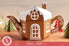 Gingerbread House Teapot Box SVG and PDF Templates Product Image 1