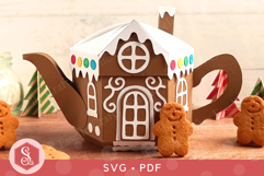 Gingerbread House Teapot Box SVG and PDF Templates Product Image 3