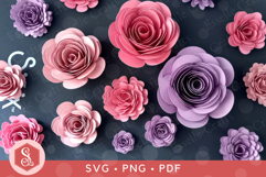 Rolled Paper Flowers SVG and PNG Templates Product Image 2