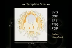 Layered dog shadow box svg cut files download with paper cut male and female couple with dog design