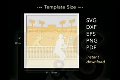 Layered tennis shadowbox svg cut files download with paper cut girl players playing tennis