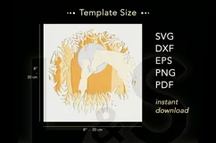 Layered horse shadow box svg cut files download with paper cut girl kissing horse in the nature design