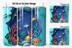 3D Paper Cut Undersea Life 20/30oz Skinny Tumbler Product Image 1