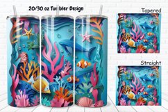 3D Paper Cut Undersea Life 20/30oz Skinny Tumbler Product Image 1