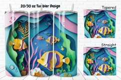 3D Paper Cut Undersea Life 20/30oz Skinny Tumbler Product Image 1