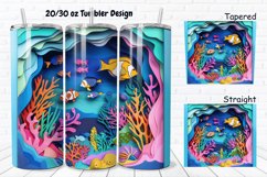 3D Paper Cut Undersea Life 20/30oz Skinny Tumbler Product Image 1