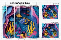 3D Paper Cut Undersea Life 20/30oz Skinny Tumbler Product Image 1