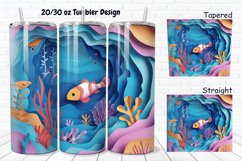 3D Paper Cut Undersea Life 20/30oz Skinny Tumbler Product Image 1