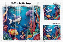 3D Paper Cut Undersea Life 20/30oz Skinny Tumbler Product Image 1