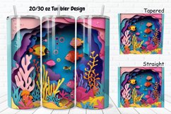 3D Paper Cut Undersea Life 20/30oz Skinny Tumbler Product Image 1