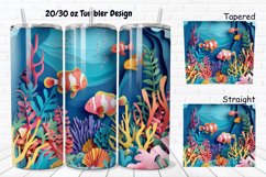 3D Paper Cut Undersea Life 20/30oz Skinny Tumbler Product Image 1