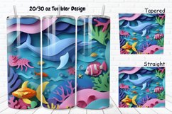 3D Paper Cut Undersea Life 20/30oz Skinny Tumbler Product Image 1