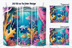 3D Paper Cut Undersea Life 20/30oz Skinny Tumbler Product Image 1