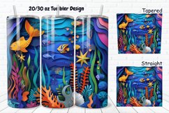 3D Paper Cut Undersea Life 20/30oz Skinny Tumbler Product Image 1