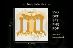 3D graduation shadow box svg template with layered university boy graduate celebrating design
