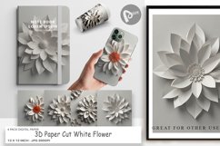 Digital Paper 3D Paper Cut White Flower Product Image 1