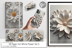 Digital Paper 3D Paper Cut White Flower Product Image 1