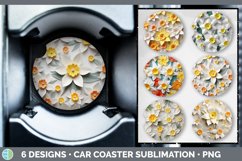 Bundle of six 3D Daffodils Car Coaster designs.