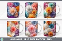 Bundle of six 3D Dahlias Mug Wrap designs.