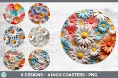 Bundle of six 3D Daisys Round Coaster designs.