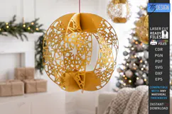3D Christmas Ornament Paper Cut | Filigree Sphere Hanging Or Product Image 1