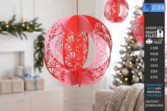 3D Christmas Ornament Paper Cut | Filigree Sphere Hanging Or Product Image 1