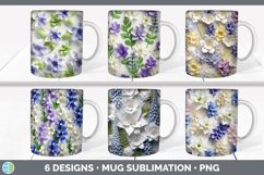 Bundle of six 3D Delphiniums Mug Wrap designs.