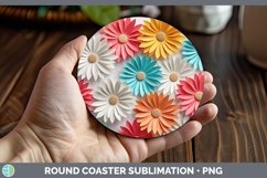 Gorgeous3D Paper Flowers Round Coaster design.