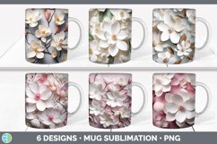 Bundle of six 3D Magnolias Mug Wrap designs.