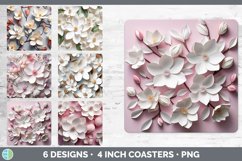 Bundle of six 3D Magnolias Square Coaster designs.