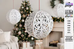 3D Paper Christmas Ornament Paper Cut | Filigree Papercraft Product Image 1