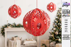 3D Paper Christmas Ornament Paper Cut | Filigree Papercraft Product Image 1