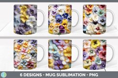 Bundle of six 3D Pansies Mug Wrap designs.