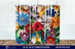 3D Paper Quilling Flower Multi Tumbler wrap Product Image 1