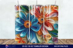 3D Paper Quilling Flower Multi Tumbler wrap Product Image 1