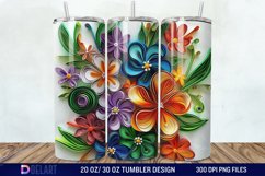 3D Paper Quilling Flower Multi Tumbler wrap Product Image 1