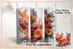 3D Paper Roses - Tumbler Wrap PNG for Sublimation Product Image 1