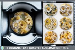 Bundle of six 3D Sunflowers Car Coaster designs.