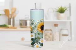 3D Paper Daisy Sunflower Tumbler Wrap PNG Product Image 2