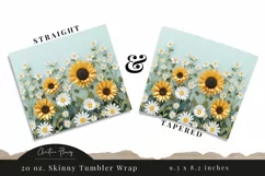 3D Paper Daisy Sunflower Tumbler Wrap PNG Product Image 3