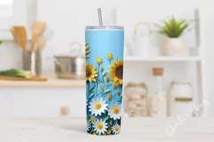 3D Paper Daisy Sunflower Tumbler Wrap PNG Product Image 2