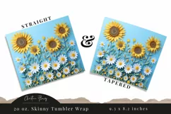 3D Paper Daisy Sunflower Tumbler Wrap PNG Product Image 3