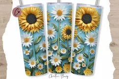 3D Paper Daisy Sunflower Tumbler Wrap PNG Product Image 1