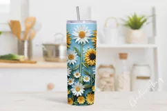 3D Paper Daisy Sunflower Tumbler Wrap PNG Product Image 2