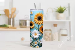 3D Paper Daisy Sunflower Tumbler Wrap PNG Product Image 2