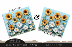 3D Paper Daisy Sunflower Tumbler Wrap PNG Product Image 3
