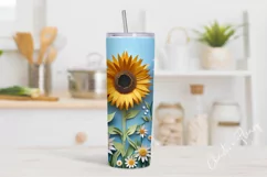 3D Paper Daisy Sunflower Tumbler Wrap PNG Product Image 2