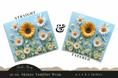 3D Paper Daisy Sunflower Tumbler Wrap PNG Product Image 3